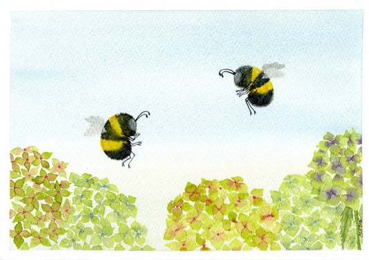 Bees over Hydrangea